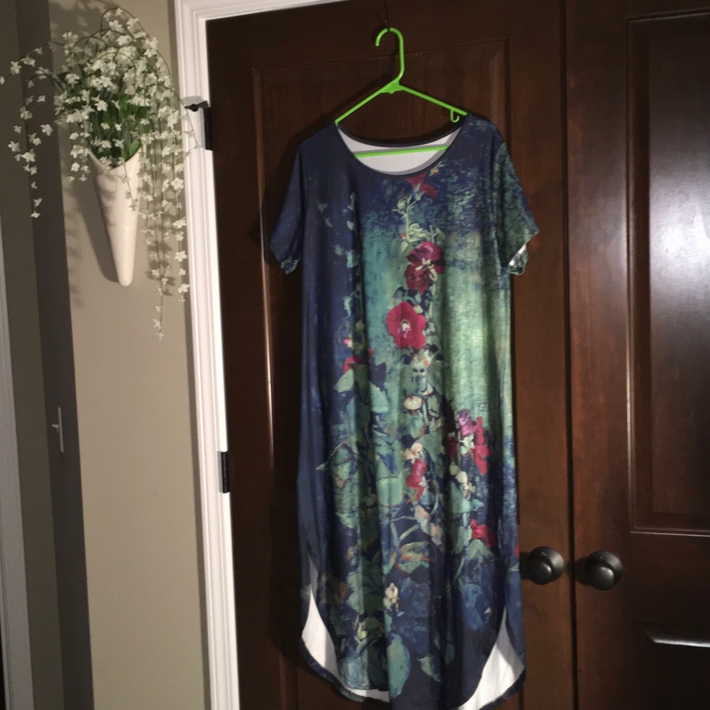 Floral Midi/Maxi Dress - Blue and Green